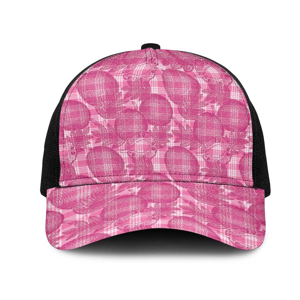 Alaka Hawaii Breadfruit Palaka Motifs Mesh Trucker Cap LT14 One Size Black Pink - Polynesian Pride