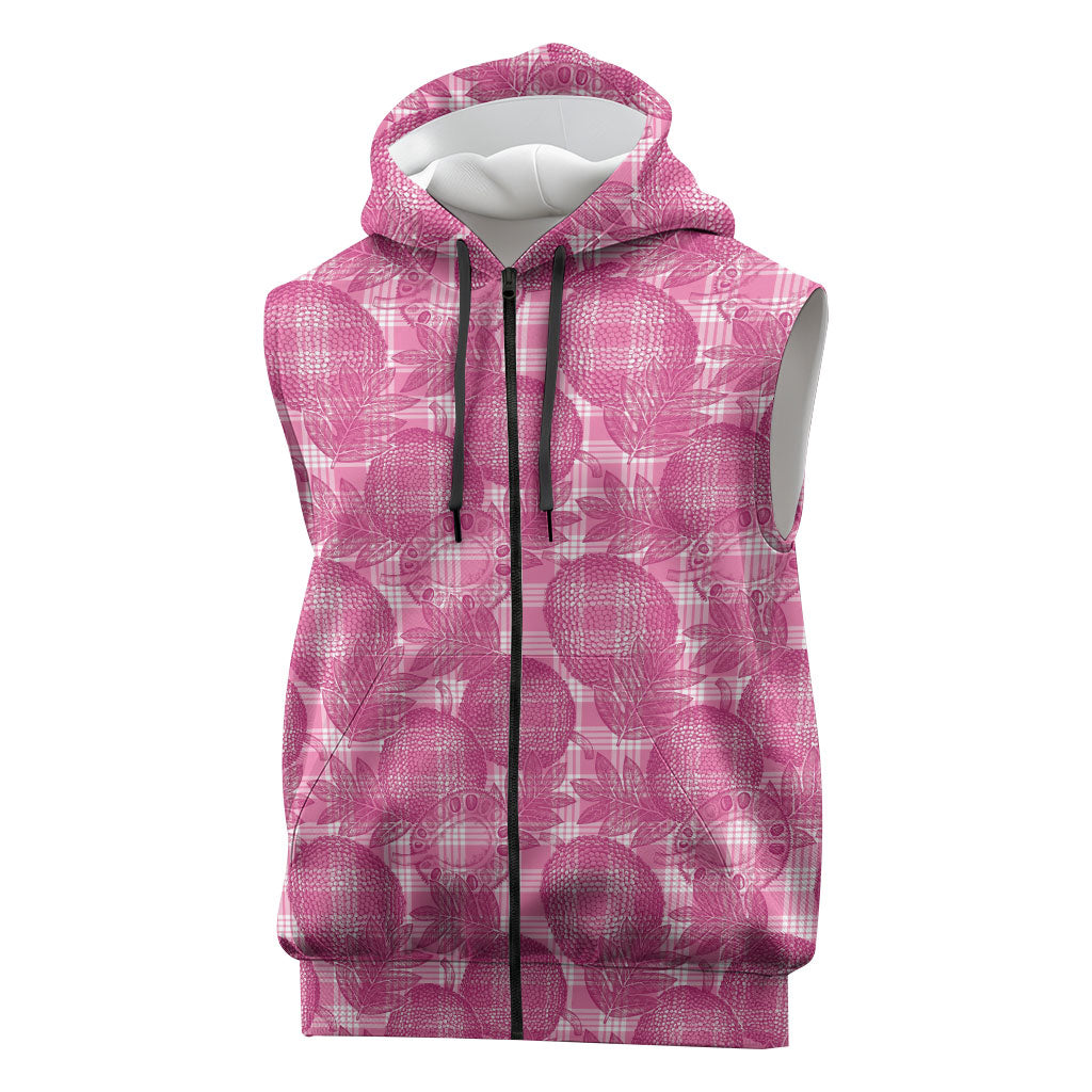 Alaka Hawaii Breadfruit Palaka Motifs Sleeveless Zip Hoodie