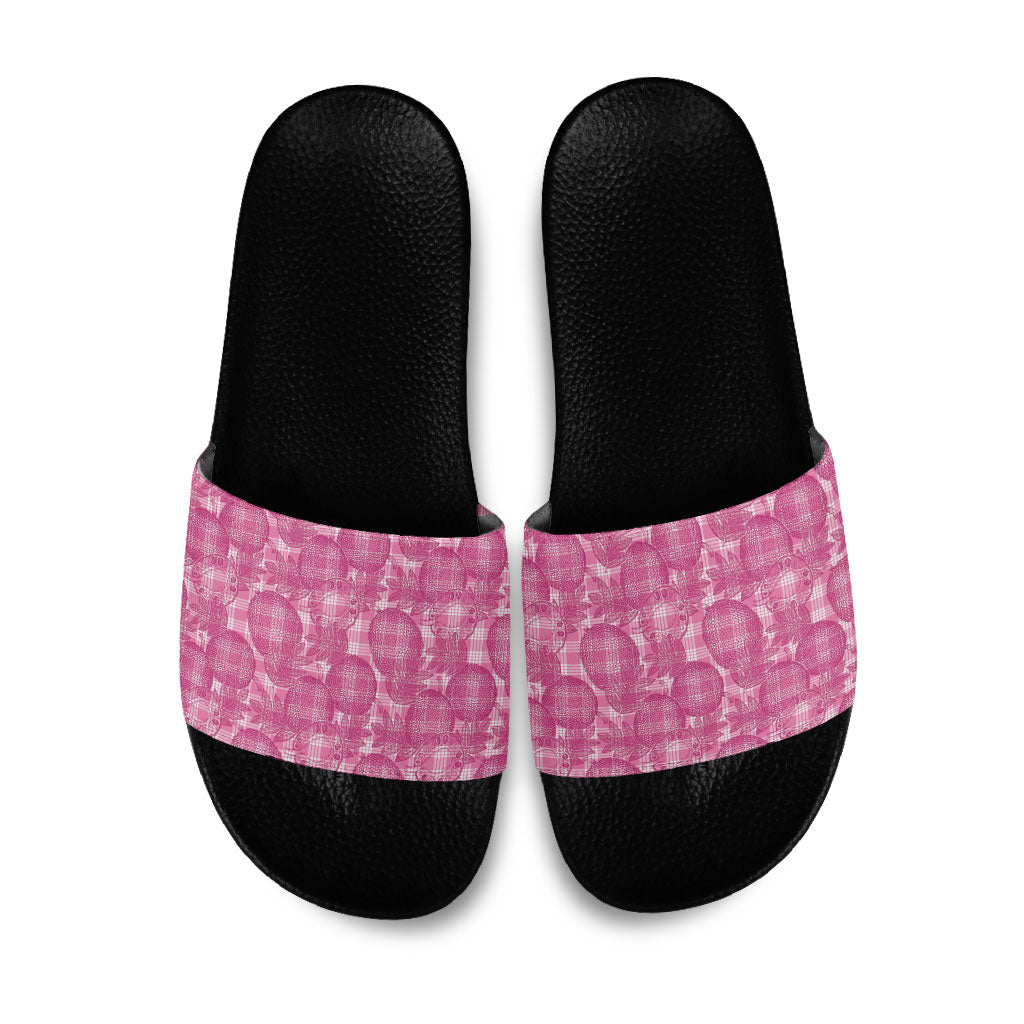 Alaka Hawaii Breadfruit Palaka Motifs Slide Sandals