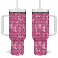 Alaka Hawaii Breadfruit Palaka Motifs Tumbler With Handle LT14 One Size: 40 oz Pink - Polynesian Pride