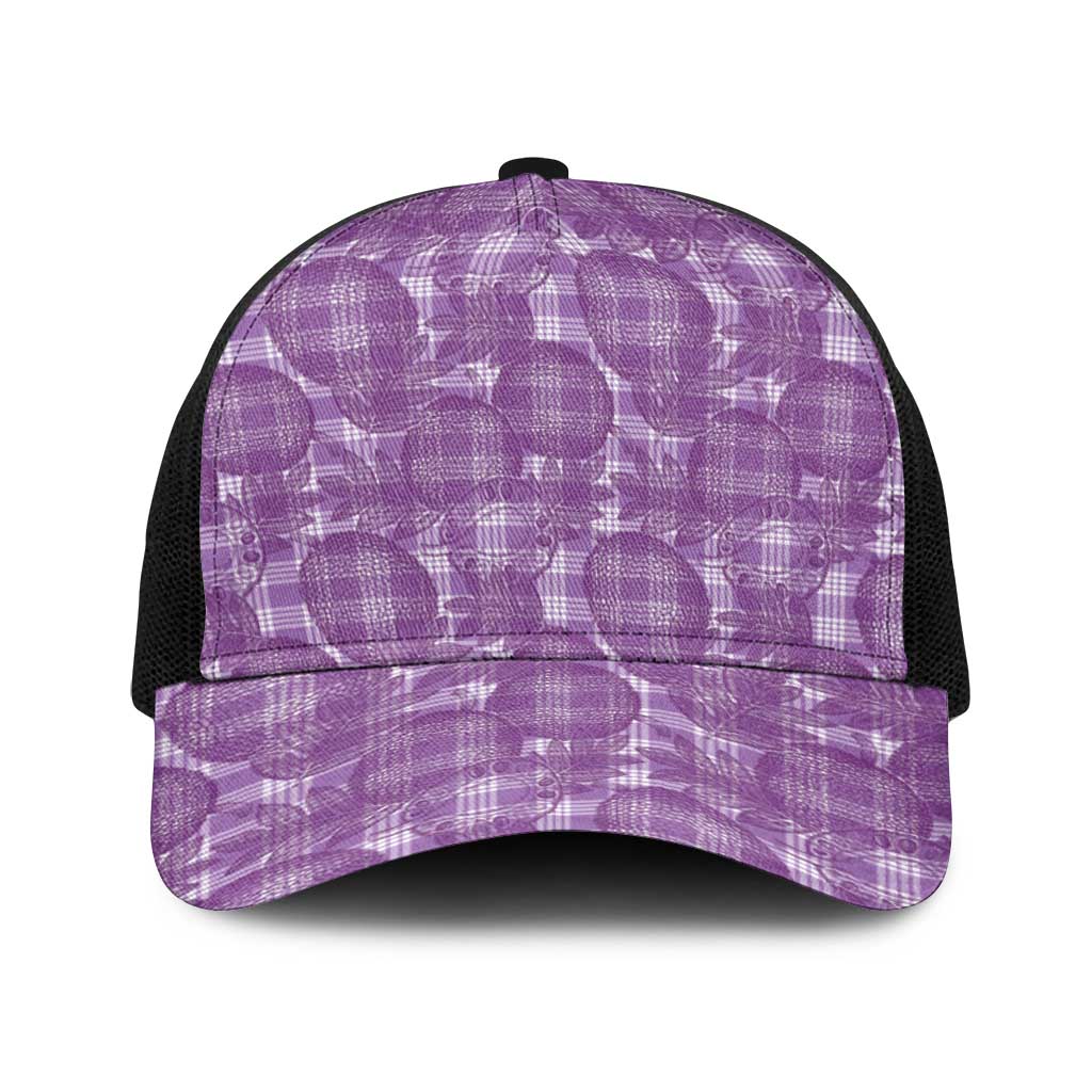 Poni Hawaii Breadfruit Palaka Motifs Baseball Net Cap LT14 One Size Black Purple - Polynesian Pride