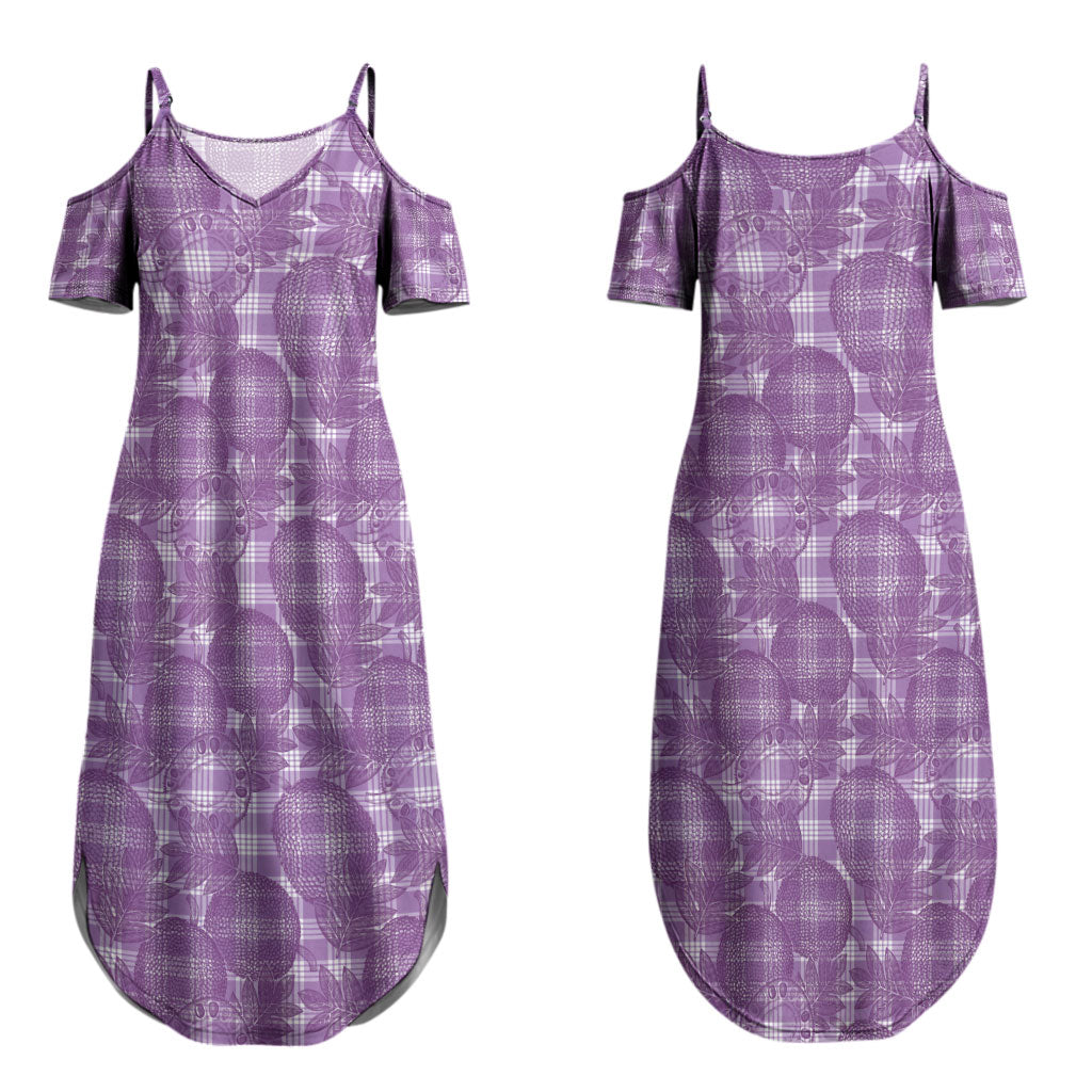 Poni Hawaii Breadfruit Palaka Motifs Couples Matching Summer Maxi Dress and Long Sleeve Button Shirt LT14 - Polynesian Pride