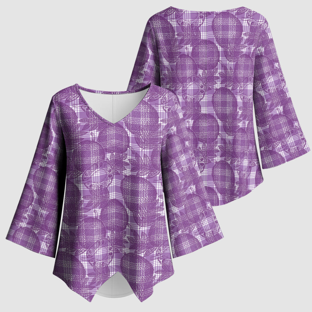 Poni Hawaii Breadfruit Palaka Motifs Kimono Sleeve Blouse LT14 - Polynesian Pride