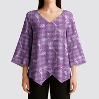 Poni Hawaii Breadfruit Palaka Motifs Kimono Sleeve Blouse LT14 - Polynesian Pride