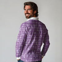 Poni Hawaii Breadfruit Palaka Motifs Long Sleeve Polo Shirt LT14 - Polynesian Pride