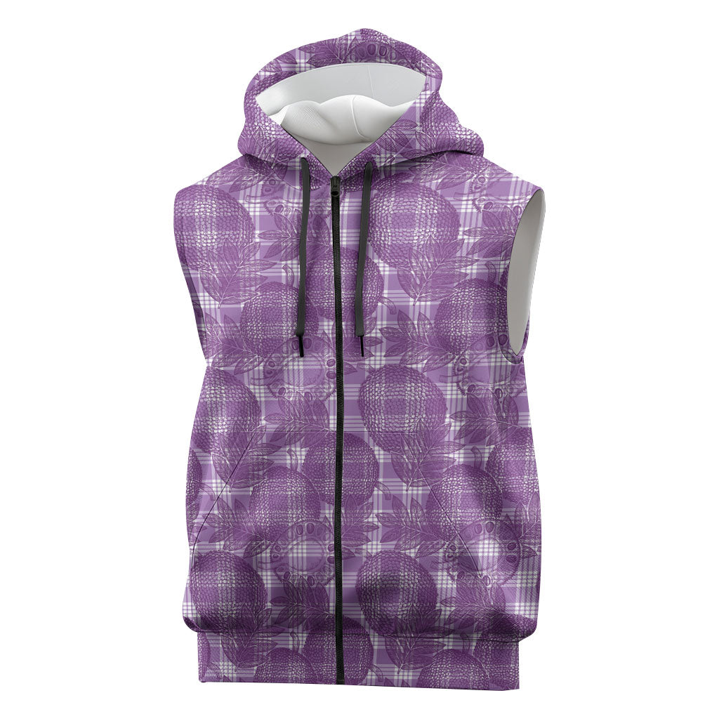 Poni Hawaii Breadfruit Palaka Motifs Sleeveless Zip Hoodie