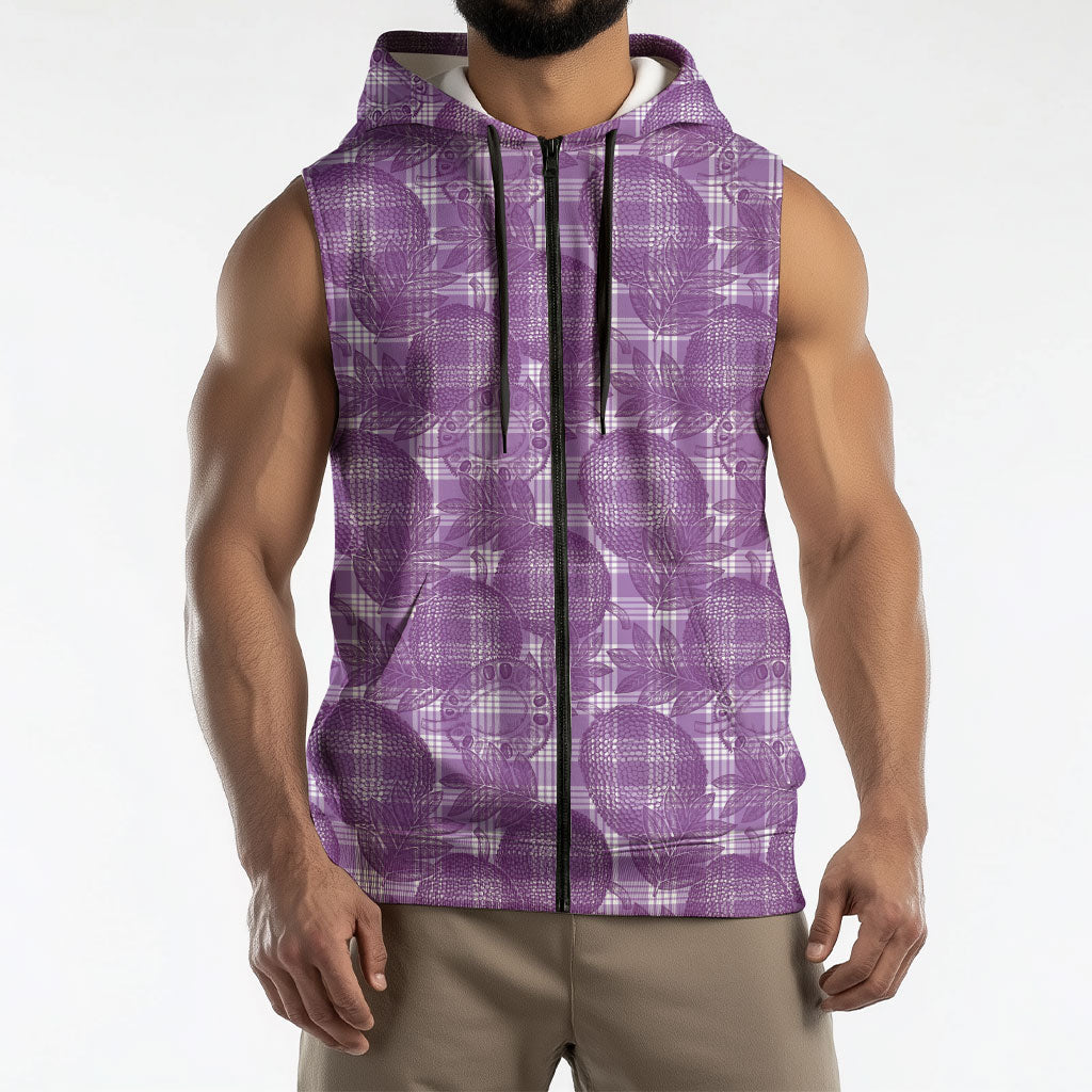 Poni Hawaii Breadfruit Palaka Motifs Sleeveless Zip Hoodie LT14 - Polynesian Pride