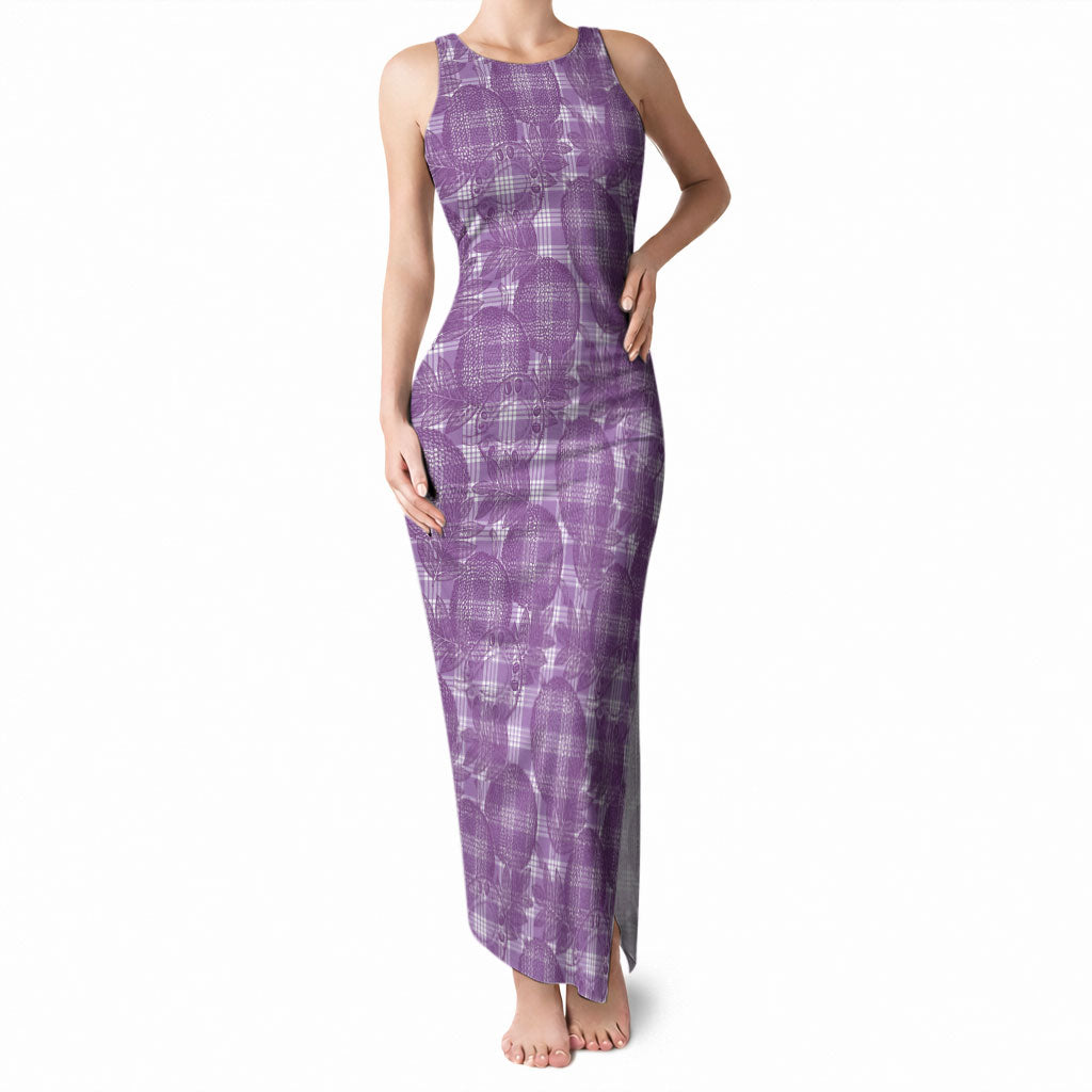 Poni Hawaii Breadfruit Palaka Motifs Tank Maxi Dress LT14 Women Purple - Polynesian Pride