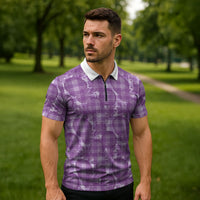 Poni Hawaii Breadfruit Palaka Motifs Zipper Polo Shirt LT14 - Polynesian Pride