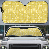 Melemele Hawaii Breadfruit Palaka Motifs Auto Sun Shade LT14 Yellow - Polynesian Pride