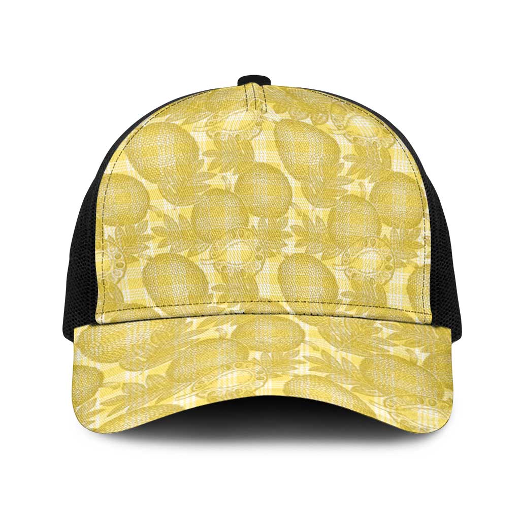 Melemele Hawaii Breadfruit Palaka Motifs Baseball Net Cap LT14 One Size Black Yellow - Polynesian Pride