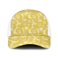 Melemele Hawaii Breadfruit Palaka Motifs Baseball Net Cap LT14 One Size White Yellow - Polynesian Pride