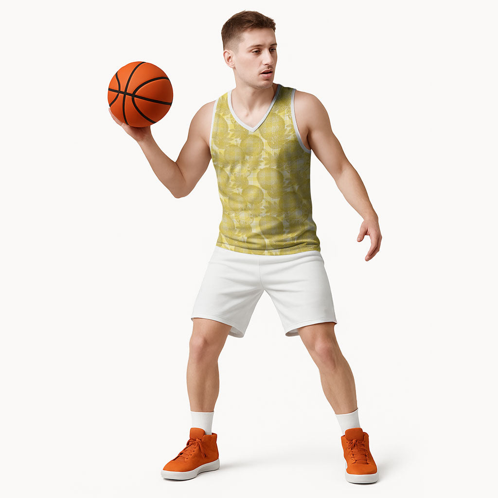 Melemele Hawaii Breadfruit Palaka Motifs Basketball Jersey LT14 - Polynesian Pride