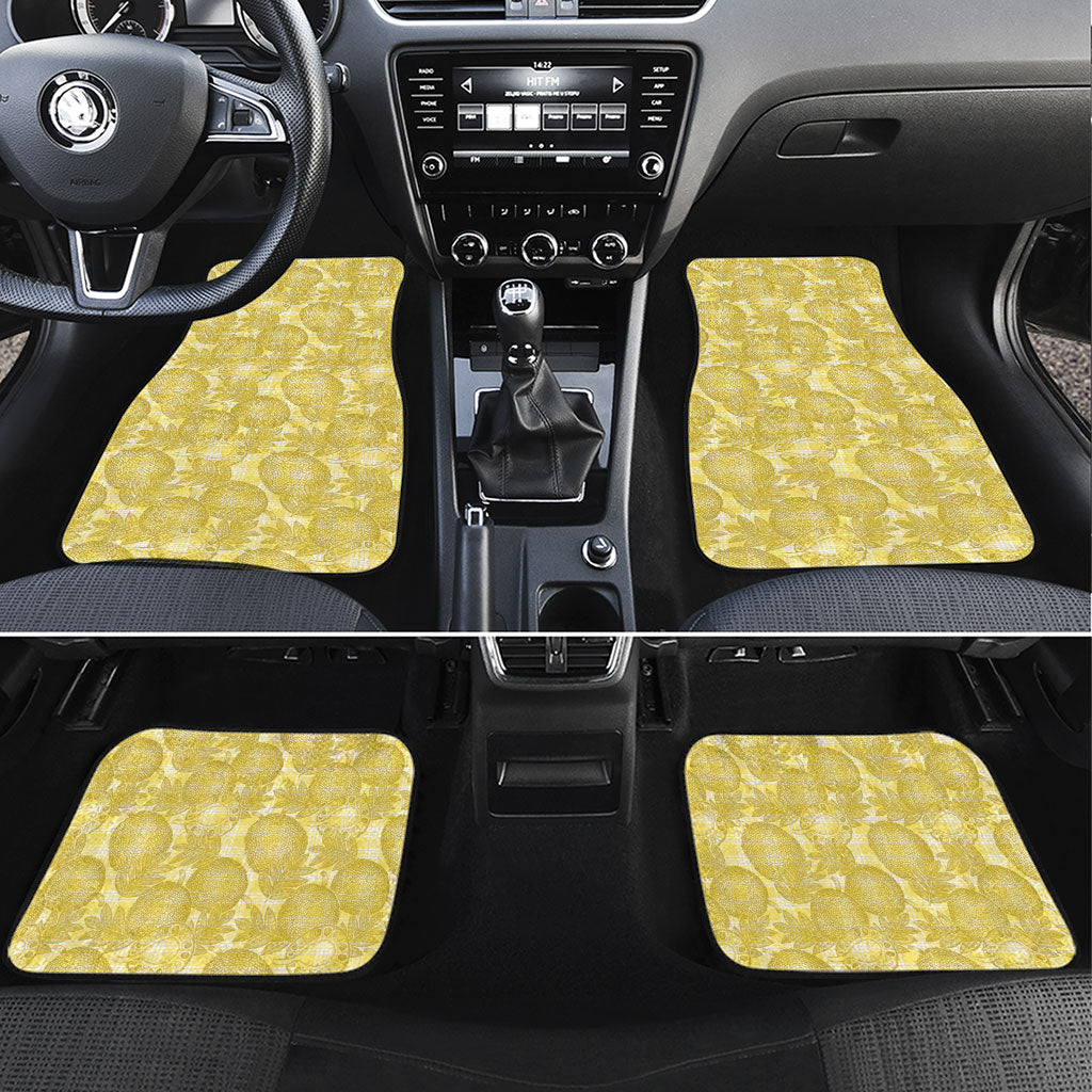 Melemele Hawaii Breadfruit Palaka Motifs Car Mats LT14 Set 4pcs Yellow - Polynesian Pride