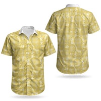 Melemele Hawaii Breadfruit Palaka Motifs Couples Matching Off Shoulder Short Dress and Hawaiian Shirt LT14 - Polynesian Pride