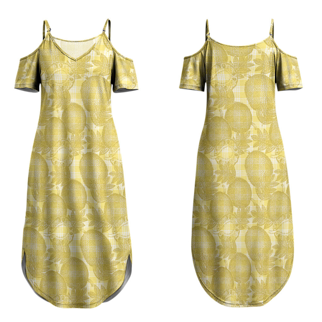 Melemele Hawaii Breadfruit Palaka Motifs Couples Matching Summer Maxi Dress and Long Sleeve Button Shirt LT14 - Polynesian Pride