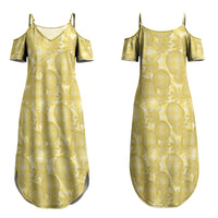 Melemele Hawaii Breadfruit Palaka Motifs Couples Matching Summer Maxi Dress and Long Sleeve Button Shirt LT14 - Polynesian Pride