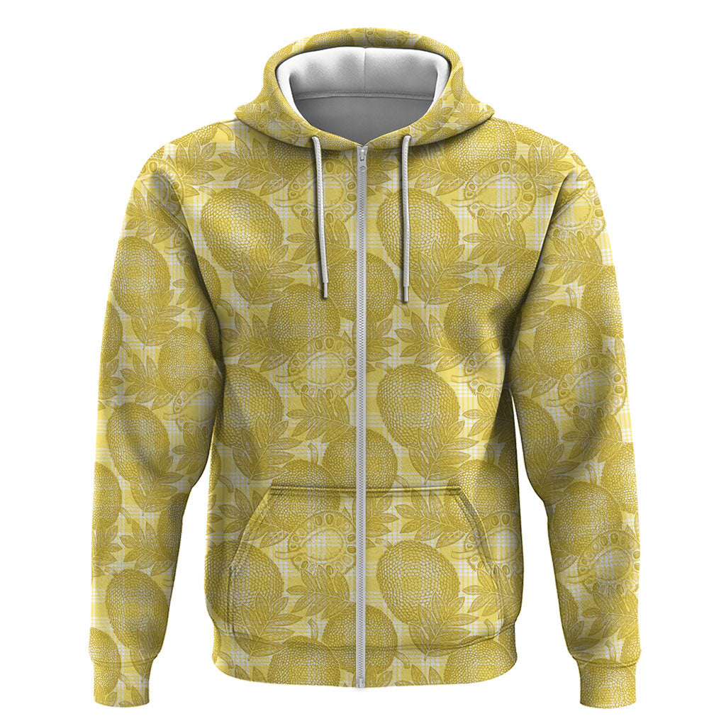Melemele Hawaii Breadfruit Palaka Motifs Hoodie LT14 Zip Hoodie Yellow - Polynesian Pride