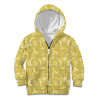 Melemele Hawaii Breadfruit Palaka Motifs Kid Hoodie LT14 Zip Hoodie Yellow - Polynesian Pride