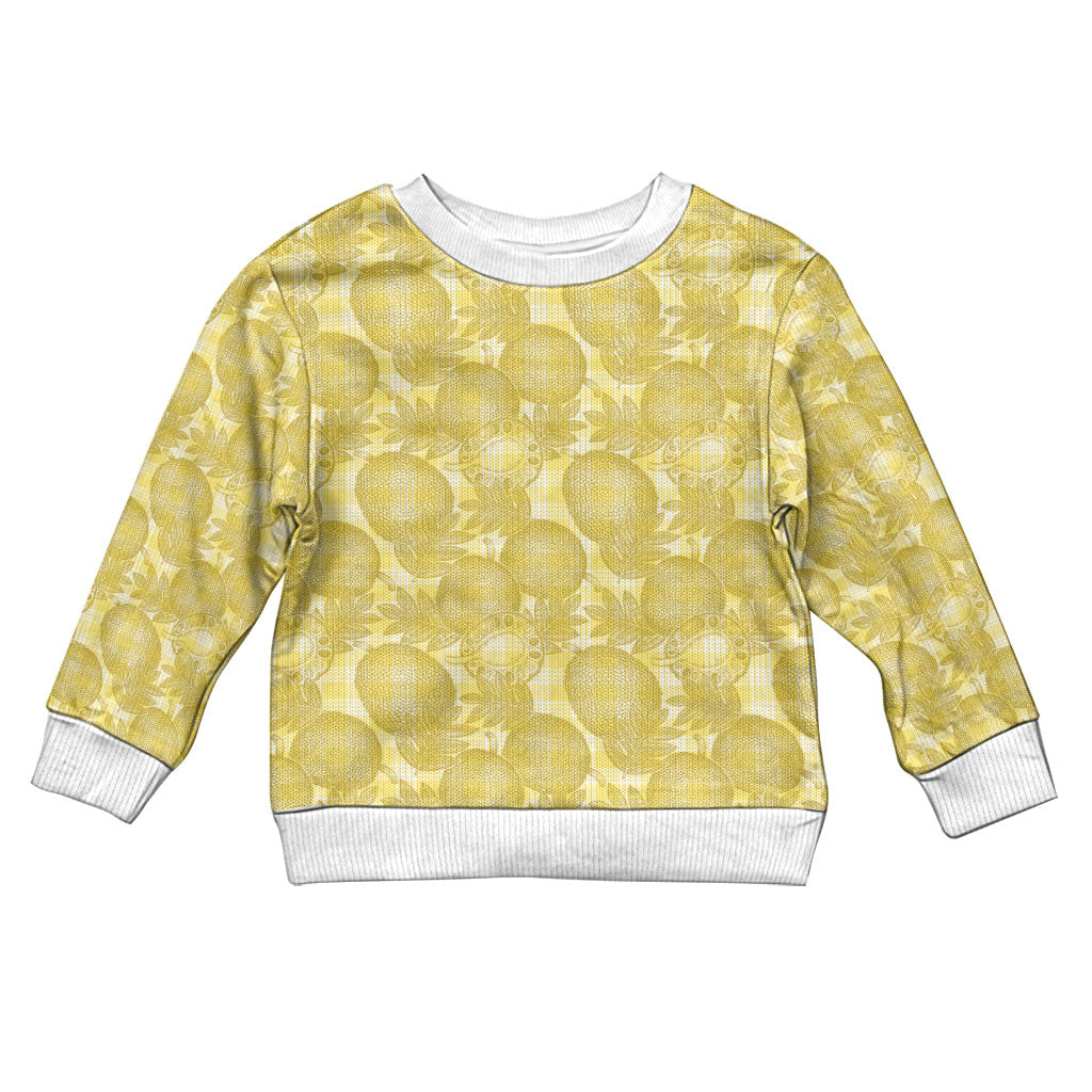 Melemele Hawaii Breadfruit Palaka Motifs Kid Ugly Christmas Sweater LT14 Kid Yellow - Polynesian Pride