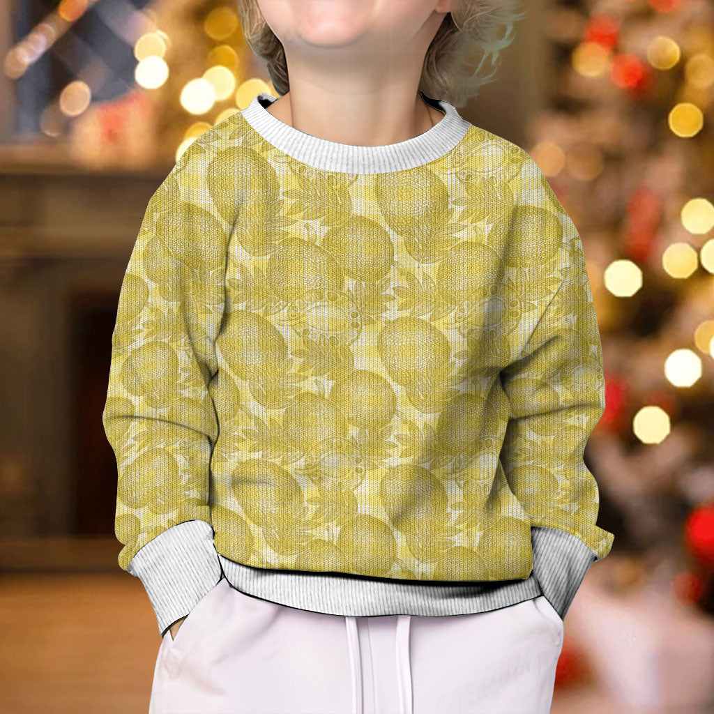 Melemele Hawaii Breadfruit Palaka Motifs Kid Ugly Christmas Sweater LT14 - Polynesian Pride