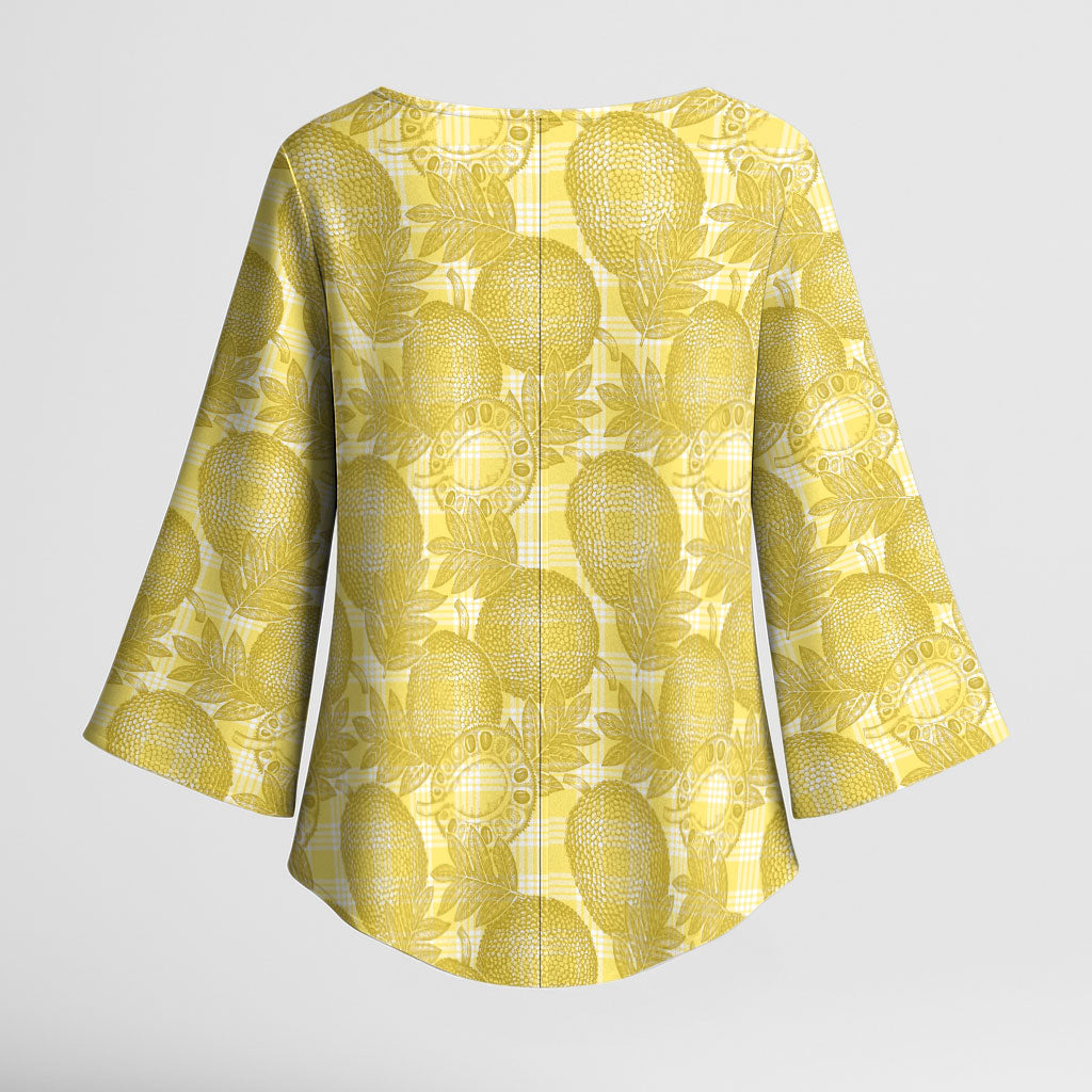 Melemele Hawaii Breadfruit Palaka Motifs Kimono Sleeve Blouse LT14 - Polynesian Pride