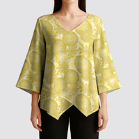 Melemele Hawaii Breadfruit Palaka Motifs Kimono Sleeve Blouse LT14 - Polynesian Pride