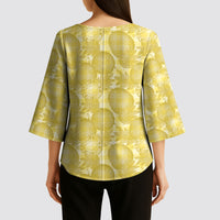 Melemele Hawaii Breadfruit Palaka Motifs Kimono Sleeve Blouse LT14 - Polynesian Pride
