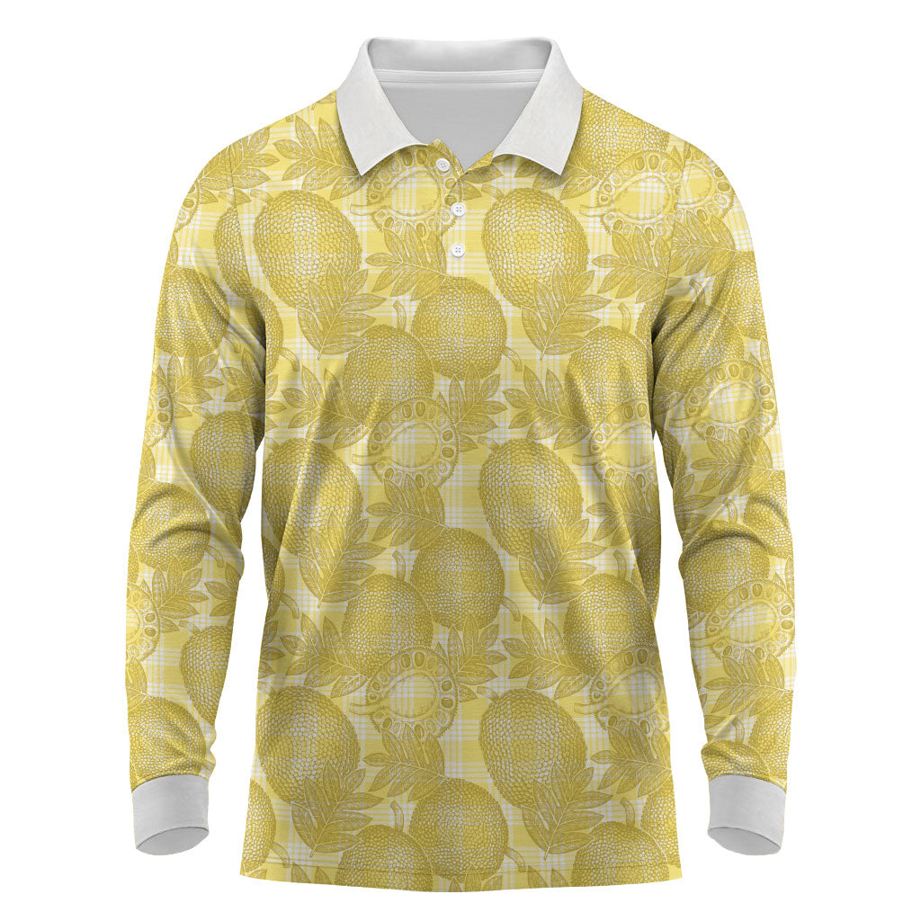 Melemele Hawaii Breadfruit Palaka Motifs Long Sleeve Polo Shirt