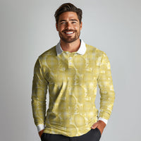 Melemele Hawaii Breadfruit Palaka Motifs Long Sleeve Polo Shirt LT14 - Polynesian Pride
