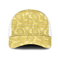Melemele Hawaii Breadfruit Palaka Motifs Mesh Trucker Cap LT14 One Size White Yellow - Polynesian Pride