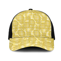 Melemele Hawaii Breadfruit Palaka Motifs Mesh Trucker Cap LT14 One Size Black Yellow - Polynesian Pride
