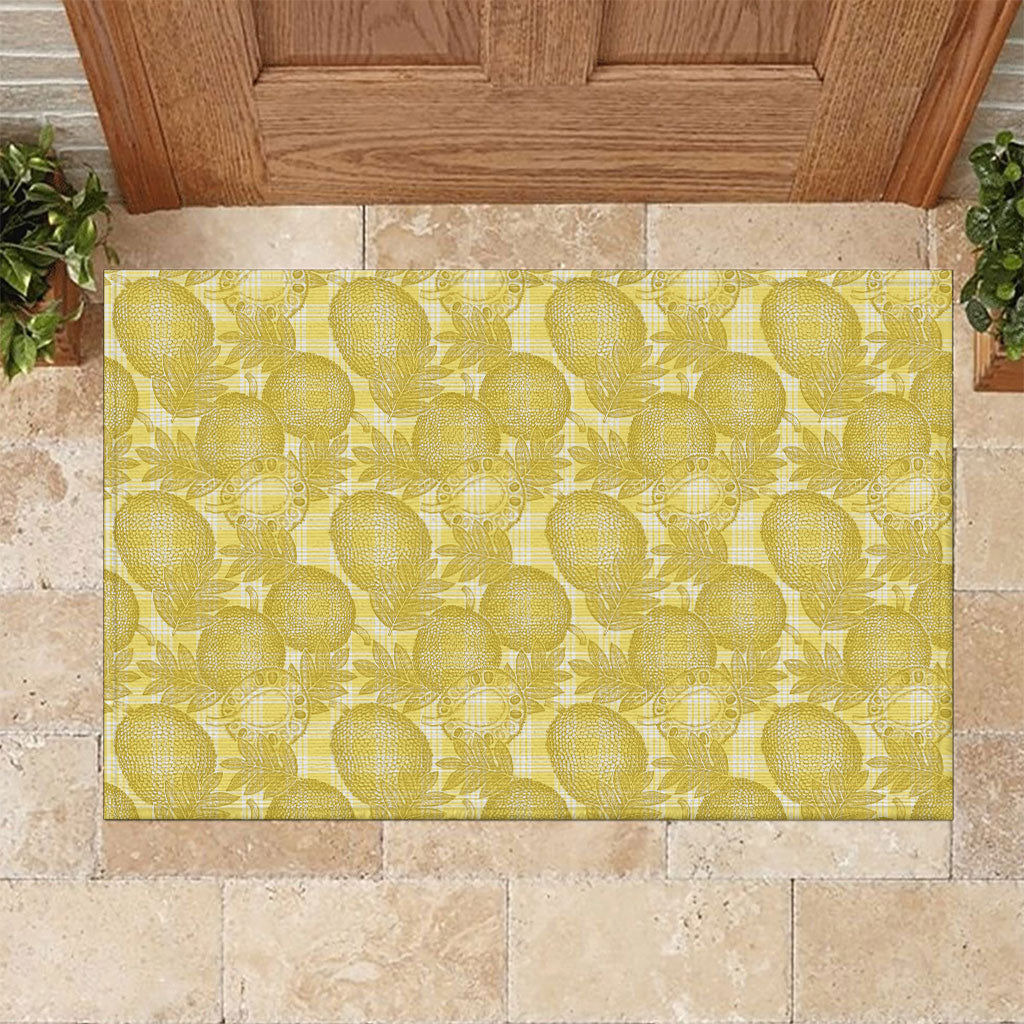 Melemele Hawaii Breadfruit Palaka Motifs Rubber Doormat