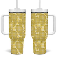 Melemele Hawaii Breadfruit Palaka Motifs Tumbler With Handle LT14 One Size: 40 oz Yellow - Polynesian Pride