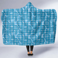 Polu Hawaii Breadfruit Palaka Motifs Hooded Blanket LT14 One Size Blue - Polynesian Pride