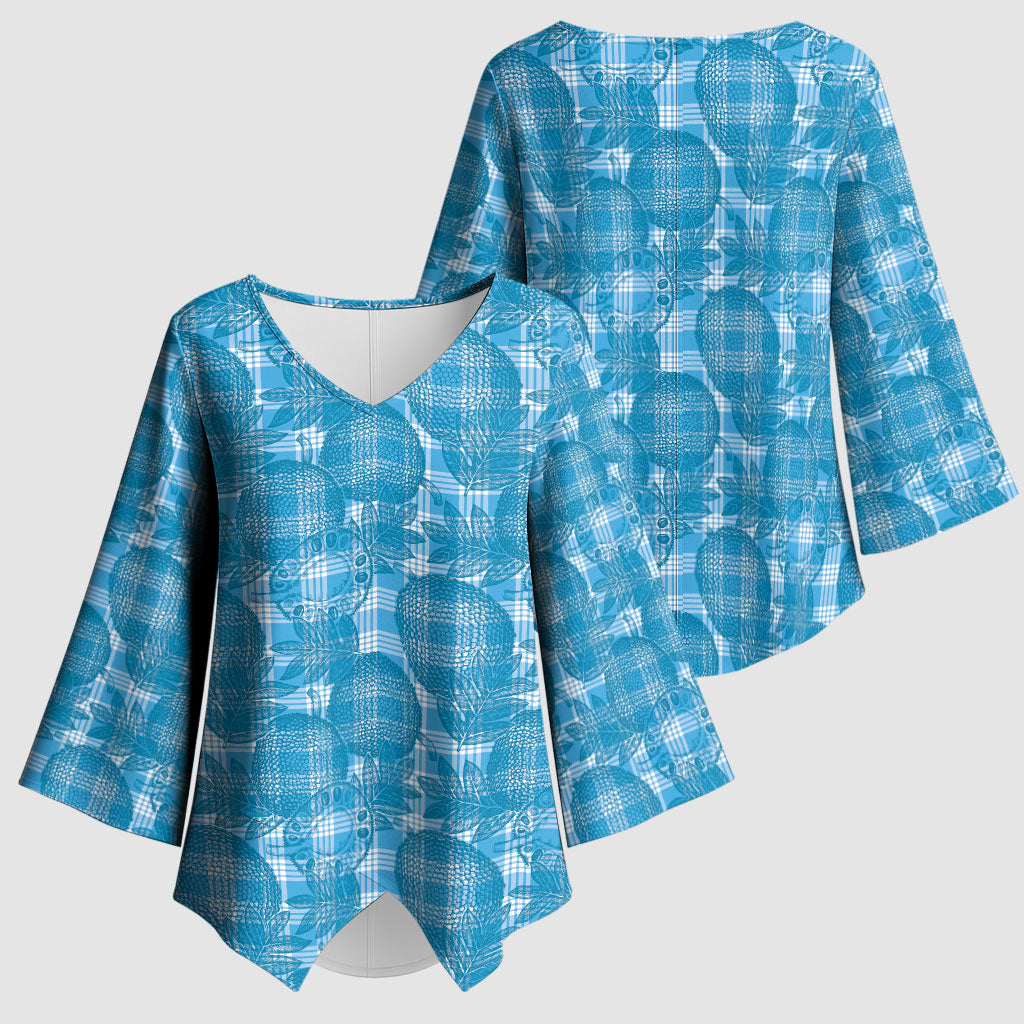 Polu Hawaii Breadfruit Palaka Motifs Kimono Sleeve Blouse LT14 - Polynesian Pride