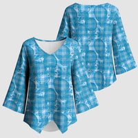 Polu Hawaii Breadfruit Palaka Motifs Kimono Sleeve Blouse LT14 - Polynesian Pride