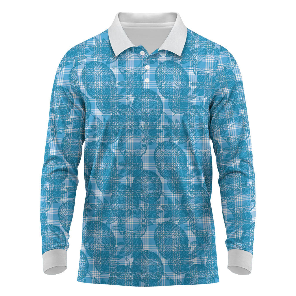 Polu Hawaii Breadfruit Palaka Motifs Long Sleeve Polo Shirt