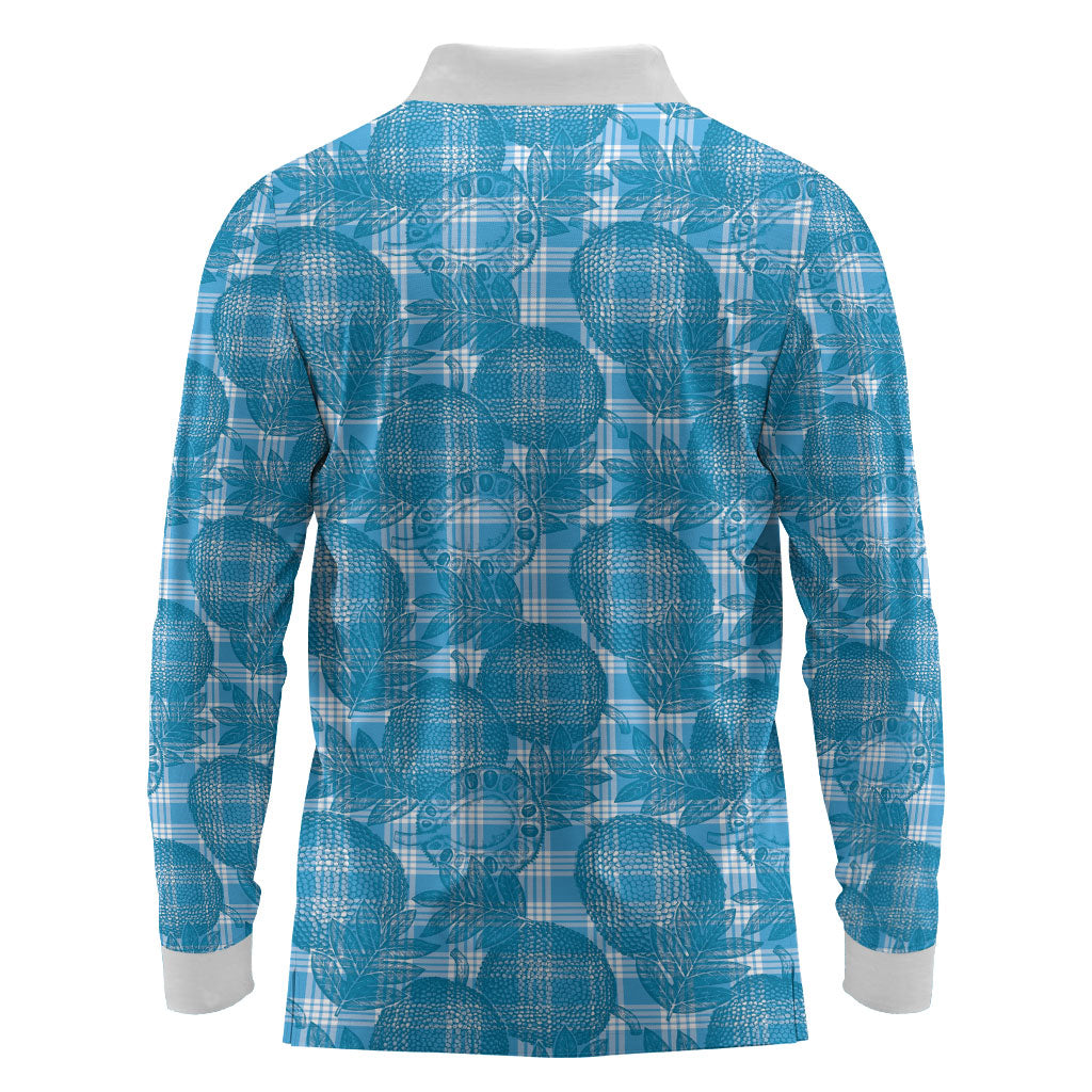 Polu Hawaii Breadfruit Palaka Motifs Long Sleeve Polo Shirt