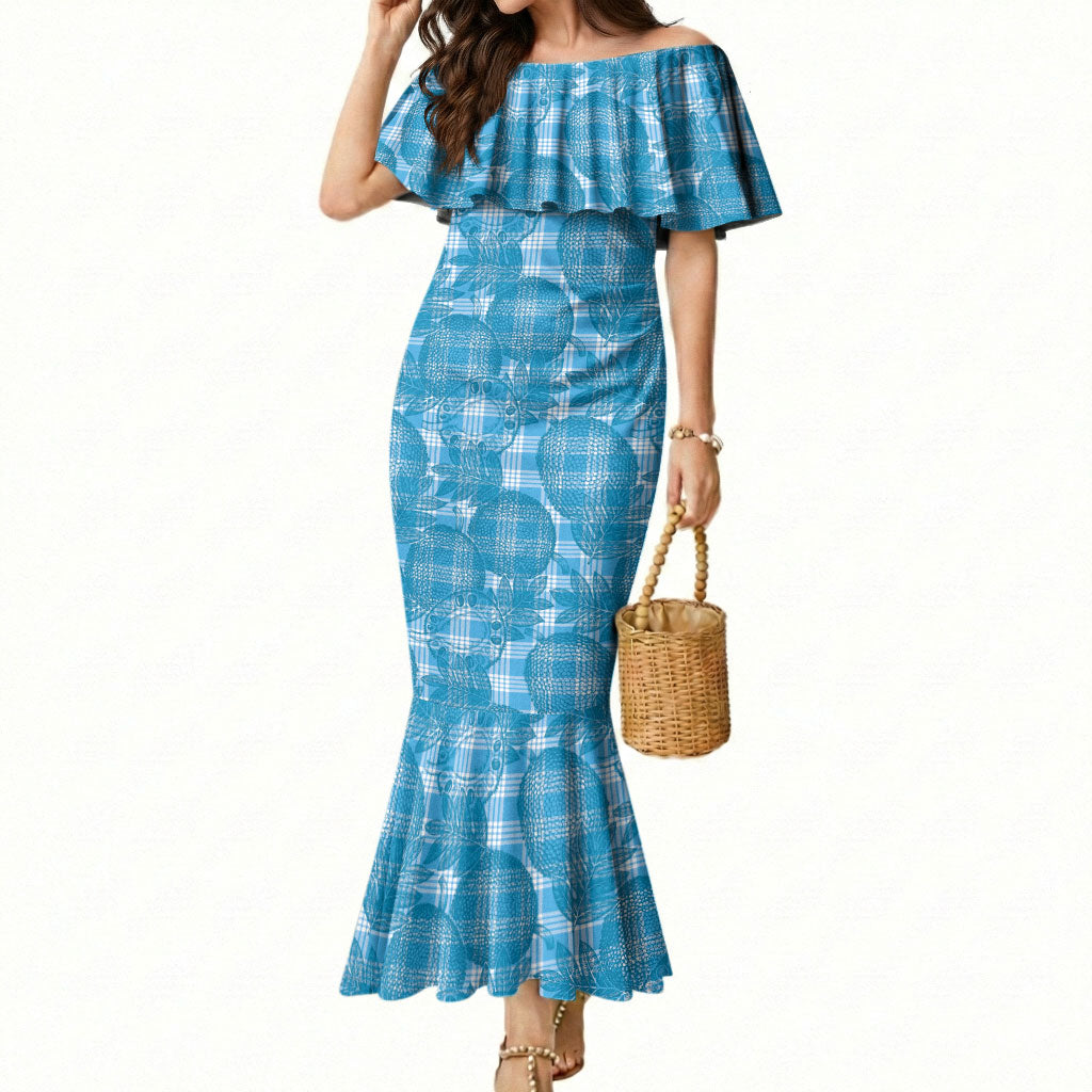 Polu Hawaii Breadfruit Palaka Motifs Mermaid Dress