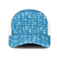 Polu Hawaii Breadfruit Palaka Motifs Mesh Trucker Cap LT14 One Size White Blue - Polynesian Pride