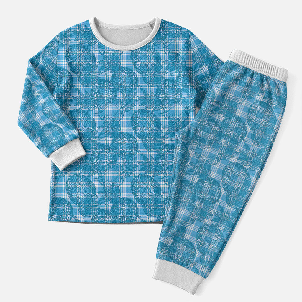 Polu Hawaii Breadfruit Palaka Motifs Christmas Pajama Set LT14 Men Blue - Polynesian Pride