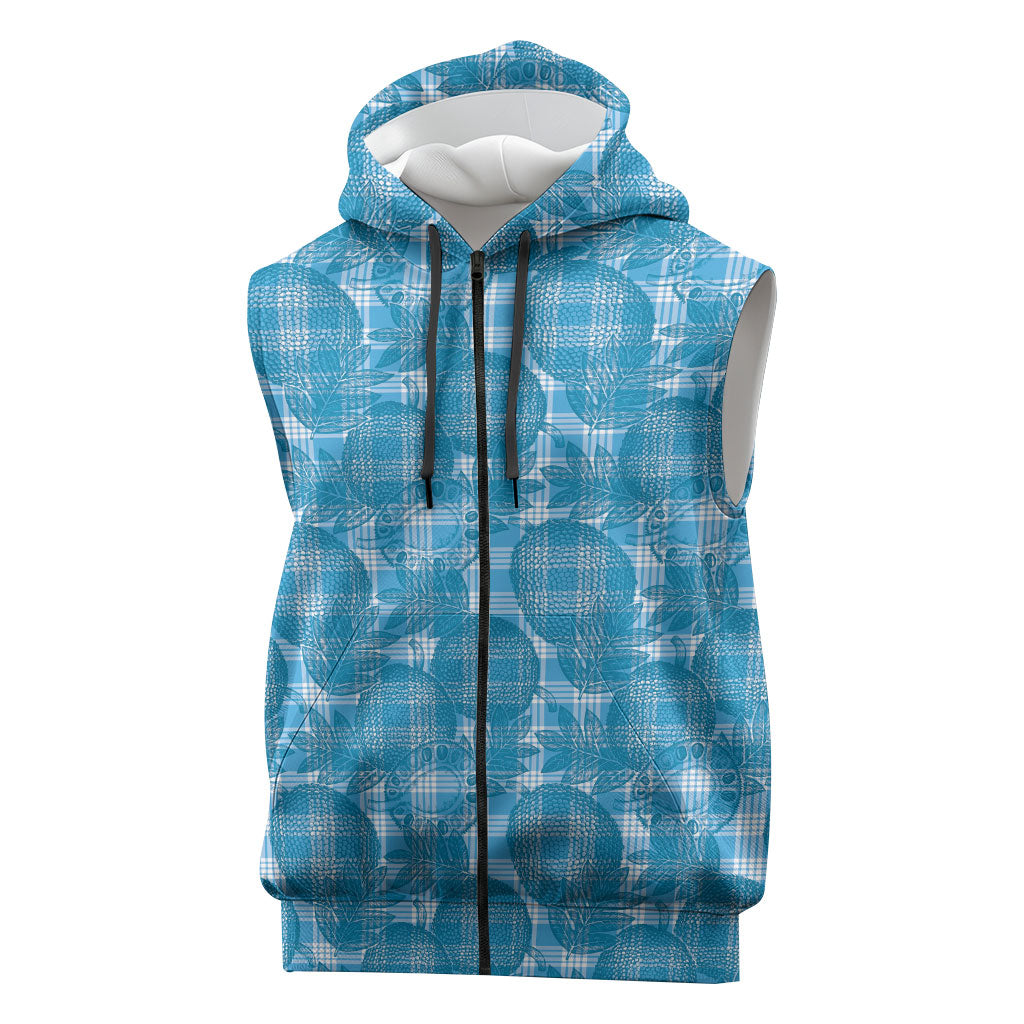 Polu Hawaii Breadfruit Palaka Motifs Sleeveless Zip Hoodie