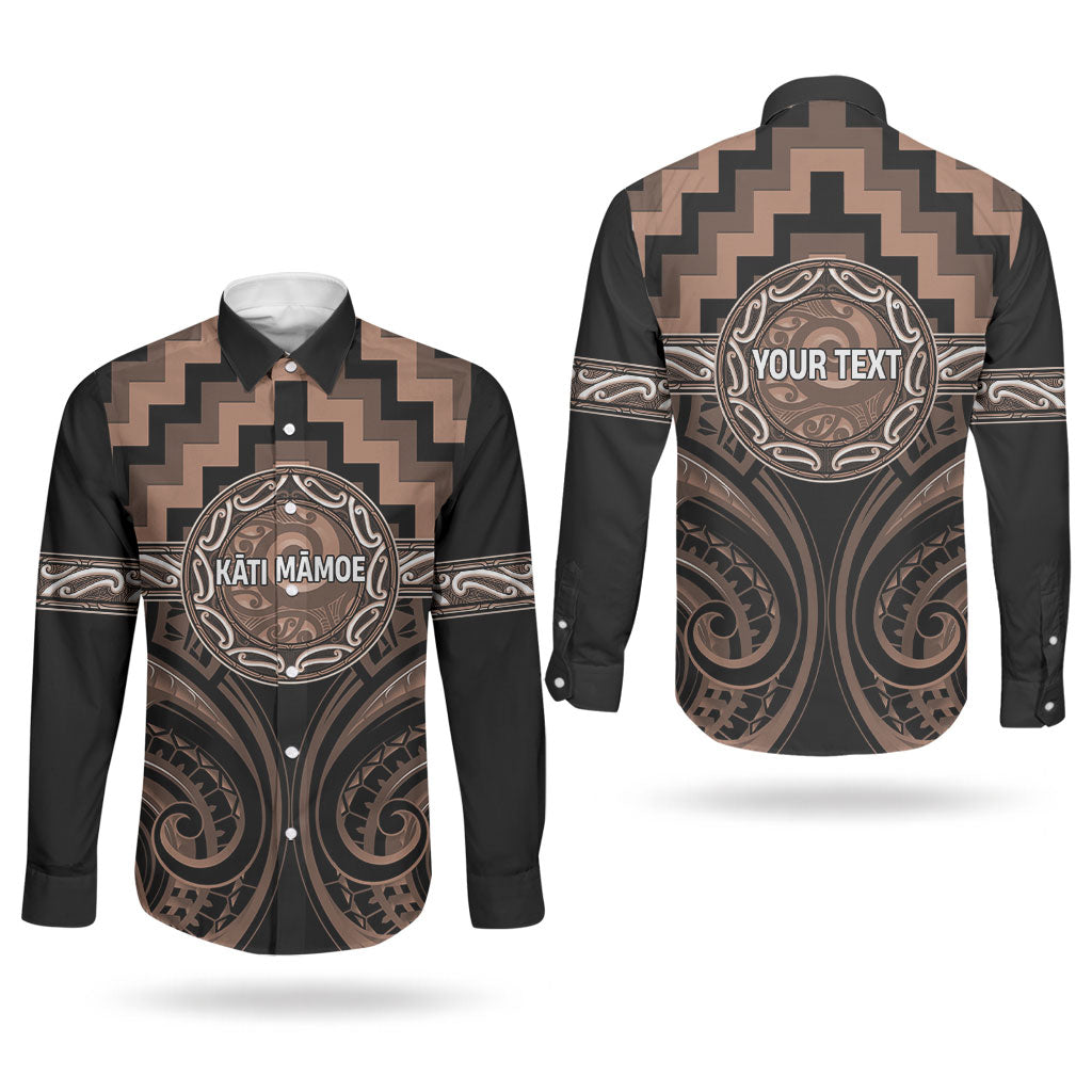 Aotearoa Kati Mamoe Personalised Couples Matching Off Shoulder Maxi Dress and Long Sleeve Button Shirt Maori Iwi Poutama Puhoro Tattoo LT14 - Polynesian Pride