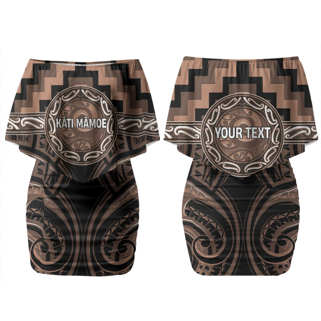 Aotearoa Kati Mamoe Personalised Couples Matching Off Shoulder Short Dress and Long Sleeve Button Shirt Maori Iwi Poutama Puhoro Tattoo LT14 - Polynesian Pride