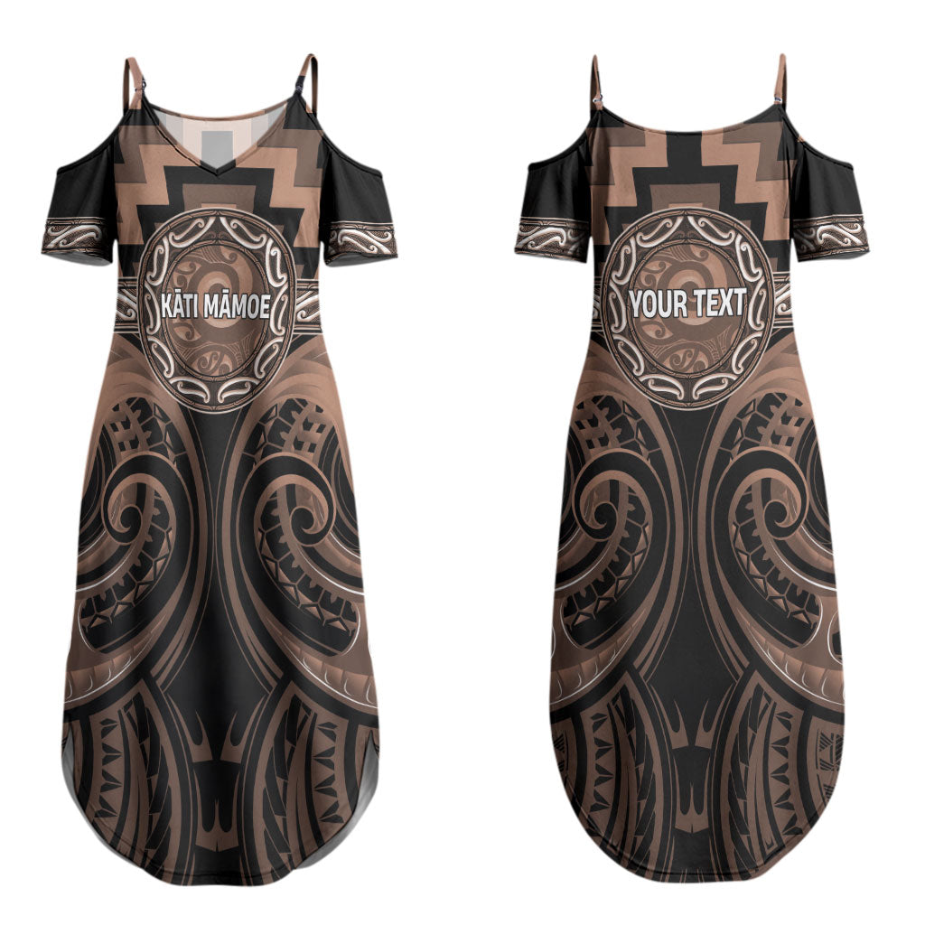 Aotearoa Kati Mamoe Personalised Couples Matching Summer Maxi Dress and Long Sleeve Button Shirt Maori Iwi Poutama Puhoro Tattoo LT14 - Polynesian Pride
