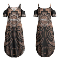 Aotearoa Kati Mamoe Personalised Couples Matching Summer Maxi Dress and Long Sleeve Button Shirt Maori Iwi Poutama Puhoro Tattoo LT14 - Polynesian Pride