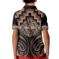 Aotearoa Kati Mamoe Personalised Kid Polo Shirt Maori Iwi Poutama Puhoro Tattoo LT14 - Polynesian Pride