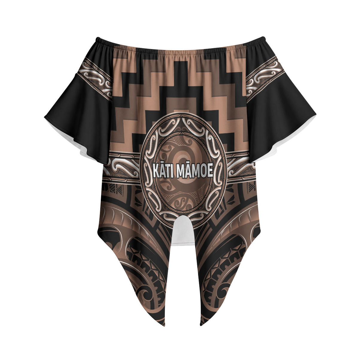 Aotearoa Kati Mamoe Personalised Off Shoulder Wrap Waist Top Maori Iwi Poutama Puhoro Tattoo LT14 - Polynesian Pride