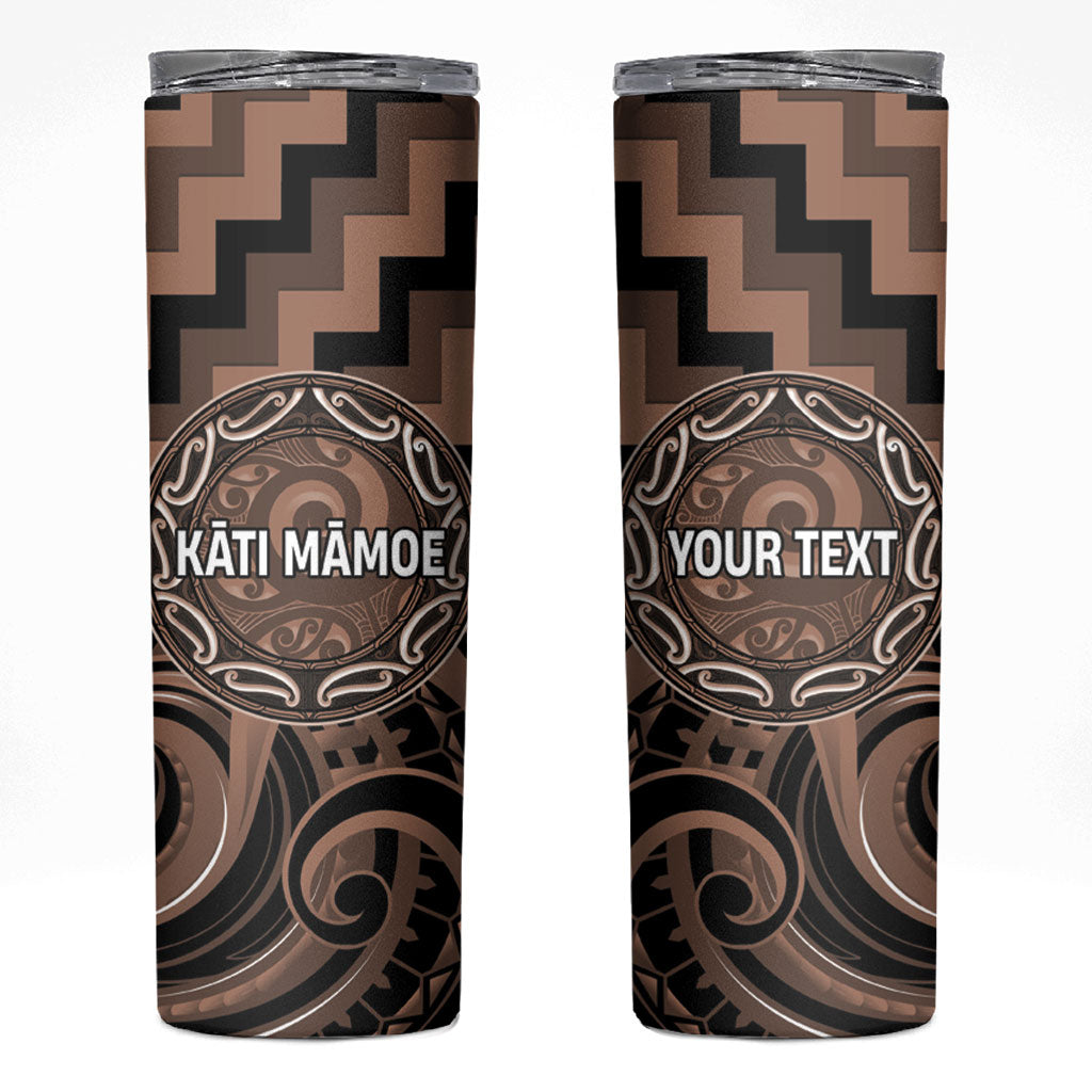 Aotearoa Kati Mamoe Personalised Skinny Tumbler Maori Iwi Poutama Puhoro Tattoo